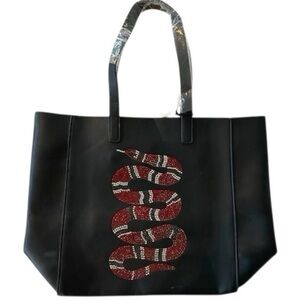 NWOT RARE ah-dorned New York Black Tote with Rhinestone Crystal Snake